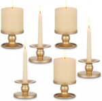 Gold Candle Holders Set of 6, Reversible Pillar Candle Holder and Taper Candles ... - Image 2