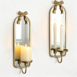 Gold Candle Sconces Wall Decor: Modern Decorative Wall Candle Holder Set of Two ... - Image 2