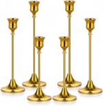 Gold Candlestick Holders Set of 6 – Decorative Taper Candle Holders for Home Dec... - Image 2