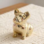 Gold Ceramic Dog Figurine, Luxury Animal Sculpture, Modern Desk Shelf Home Decor... - Image 2