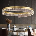 Gold Chandelier 24‘’Modern LED Chandeliers Dimmable 1 Ring Flush Mount Chandelie... - Image 2