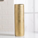 Gold Cylinder Ceramic Vintage Vase - 13.4" Tall Decorative Texture Modern Vase f... - Image 2