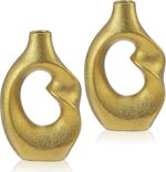 Gold Donut Vase Set of 2 - Modern Ceramic Vases for Centerpieces, Shelf, Entrywa... - Image 2