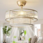 Gold Fandelier Ceiling Fans with Lights, 20" Gold Crystal Chandelier Ceiling Fan... - Image 2