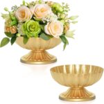Gold Flower Vases for Centerpieces: Vintage Compote Bowl Vase for Wedding 4 Inch... - Image 2