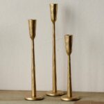Gold Iron Taper Candle Holder Set of 3, Heavy Wrought Iron Candlestick Holders D... - Image 2