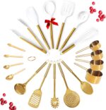 Gold Kitchen Utensils Set - 19-Piece Set Includes Stainless Steel Gold Utensils,... - Image 2