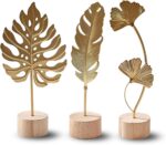 Gold Leaf Home Decor Set - Metal Leaves Statues, Modern Artistic Sculptures for ... - Image 2