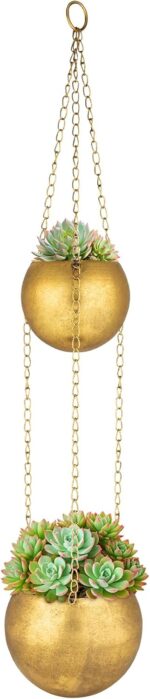 Gold Metal Hanging Planters for Indoor Plants - Round Wall Hanging Baskets with ... - Image 2