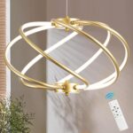Gold Modern Chandelier with Remote Control, 48W 3-Color Temperature Dimmable LED... - Image 2
