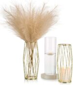 Gold Modern Flower Vases for Centerpieces – Hewory 11Inch Glass Vase with Metal ... - Image 2
