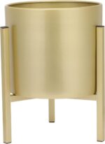 Gold Plant Stand for Indoor Plants - 10 Inch Round Metal Planter Pot with Iron F... - Image 2