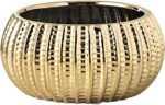 Gold Planter Decorative Ceramic Gold Vase with Embossed Geometric Design for Suc... - Image 2