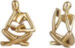 Gold Reading Women Statue, Thinker Sculptures, Abstract Art Ornament, Modern Aes... - Image 2