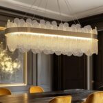 Gold Rectangle Chandelier for Dining Room,Modern LED Luxury Chandeliers,Linear G... - Image 2