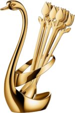 Gold Small Coffee Spoon Holder Set,Swan Base With 12 Pcs Demitasse Espresso Spoo... - Image 2