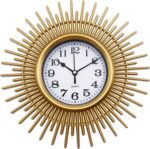 Gold Sunburst 10 Inch Small Wall Clock Battery Operated, Modern Boho Decorative ... - Image 2