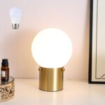 Gold Table Lamp for Nightstand with Frosted Glass Globe Lamp Shade, Mid Century ... - Image 2