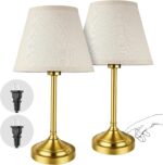 Gold Table Lamps Set of 2, Touch Control &3-Way Dimmable,Vintage Brass Bedside L... - Image 2