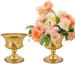 Gold Vase for Centerpieces Compote Bowl: Wedding Pedestal Vase 5.9 Inch Metal Fl... - Image 2