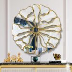 Gold Wall Mirrors Decorative, 32” Large Round Mirrors for Wall Decor, Flower Sha... - Image 2