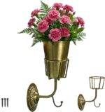 Gold Wall Planter, Wall Vase – 9.84×6.30×4.92 Inches Metal Gold Wall Planter Wal... - Image 2