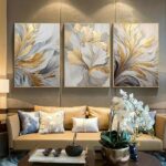 Golden Abstract Floral Modern Nordic Minimalist Luxury Home Living Room Wall Dec... - Image 2