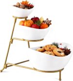 Gomakren 3 Tiered Oval Serving Bowl with Collapsible Metal Rack, Chip and Dip Se... - Image 2