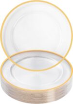 Goodluck 25 Pack Reusable Plastic Clear Charger Plates with Gold Rim, 12-Inch, f... - Image 2