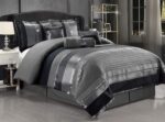 GrandLinen - 7-Piece King Size Chenille/Woven Jacquard Bedding Grey/Gray Silver ... - Image 2