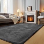 Grey 4x6 Area Rug, Bedside Rug for Living Room Bedroom, Non-Slip Fluffy Fuzzy Sh... - Image 2