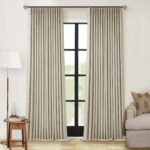 Greyish Beige Pinch Pleated Linen Blackout Curtains 96 Inch Length 2 Panels for ... - Image 2