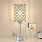 GyroVu Crystal Touch Table Lamp for Bedroom, Silver Desk Lamp with USB-C & USB-A... - Image 2