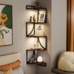 HAAYOT Corner Shelf Wall Mounted with Lights, 5-Tier Floating Metal Shelves for ... - Image 2