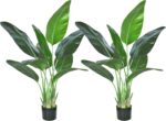 HAIHONG 2Packs 4FT Artificial Bird of Paradise Plant,Faux Palm Tree Potted Plant... - Image 2