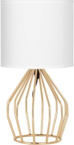 HAITRAL Gold Table Lamp - Modern Style Desk Lamp with Hollowed Out Base Linen Fa... - Image 2