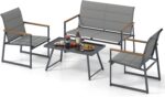 HAPPYGRILL 4-Piece Patio Furniture Set, Modern Sectional Sofa Set w/Fabric Seats... - Image 2