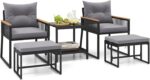 HAPPYGRILL 5 Piece Patio Conversation Set PE Rattan Wicker Chairs with 2 Ottoman... - Image 2
