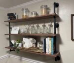 HDDFER Floating Shelves,Wall Mounted Rustic Wood Shelf,Pipe Shelves,Industrial P... - Image 2