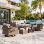 HERA'S HOUSE Swivel Glide Patio Furniture Set with 4.92" Widened Armrest Chairs,... - Image 2