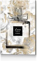 HILL WEST Fashion Glam Wall Art - Perfume Bottle Canvas Picture Elegant Gold Flo... - Image 2