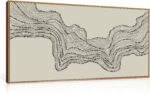 HLNIUC Neutral Abstract Framed Canvas Wall Art Set, Black Beige Wave Line Wall D... - Image 2
