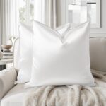 HOMEIDEAS White Decorative Throw Pillow Covers 18x18 Set of 2, Glossy Faux Silk ... - Image 2