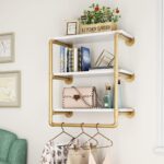 HOMEKAYT 24" Industrial Pipe Shelving, Floating Wall Shelves 3 Tier Gold Shelves... - Image 2