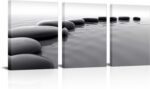 HOMEOART Zen Stone Picture Bathroom Spa Room Wall Decor Black and White Zen Canv... - Image 2