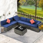 HOMREST 7 Piece Outdoor Patio Furniture, Hand Woven PE Rattan Patio Conversation... - Image 2