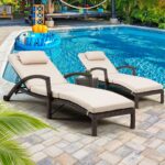 HOMREST Chaise Lounge Chairs Set of 2 for Outside, Adjustable 5 Position Outdoor... - Image 2