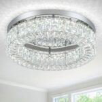 HOPGGIE 18 Inch Crystal Chandelier LED Ceiling Light Flush Mount Ceiling Light F... - Image 2