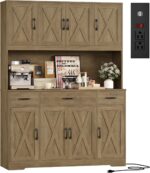 HOSTACK 71" Tall Pantry Cabinet with Charging Station, 55" Wide Kitchen Pantry S... - Image 2