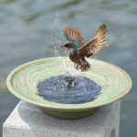 HOUYANG Solar Fountain Bird Bath, Metal Bird Bath Bubbler, Outdoor Bird Bath Bow... - Image 2